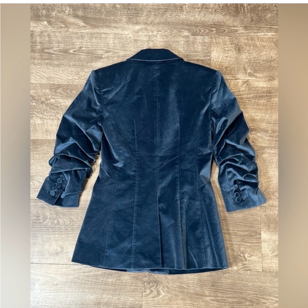 Cinq à Sept Deep Peacock Blue Velvet Blazer NWT $495 Women’s Sz 00 - Picture 4 of 16